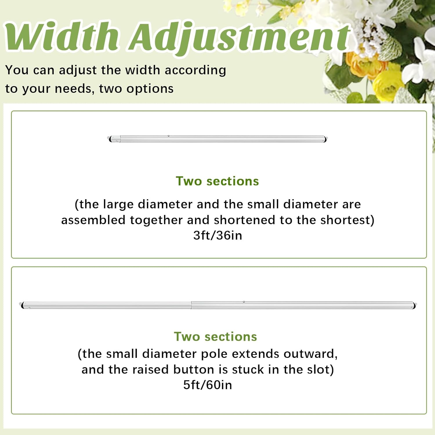 zonon 1 pcs 3-5ft double layer adjustable crossbar and hangers for use with pipe and drape kit pipe and drape crossbar for backdrop stand, background curtain and wedding decor 1 3-5 ft