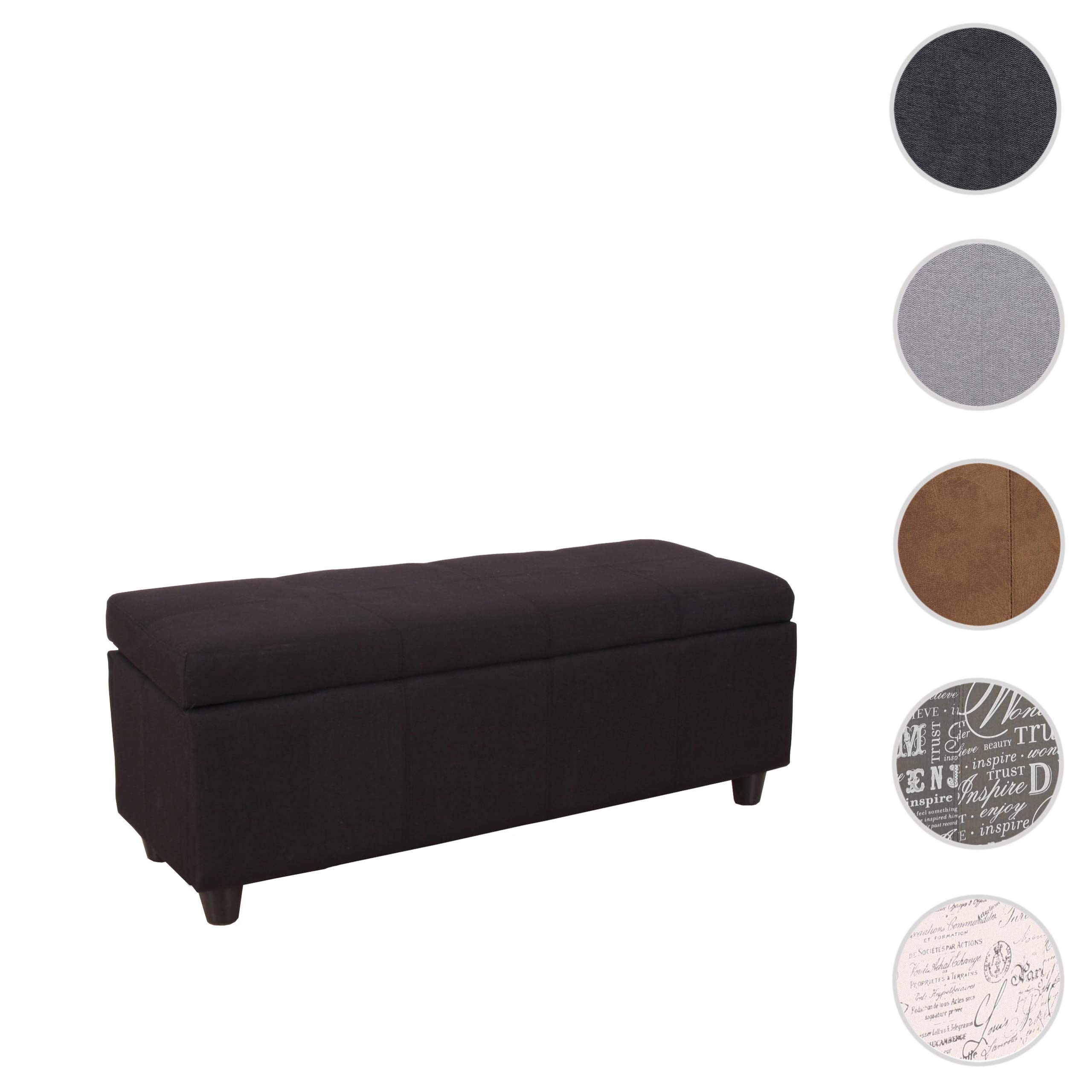 Mendler Panca contenitore elegante Kriens tessuto 114x45x45cm - nero