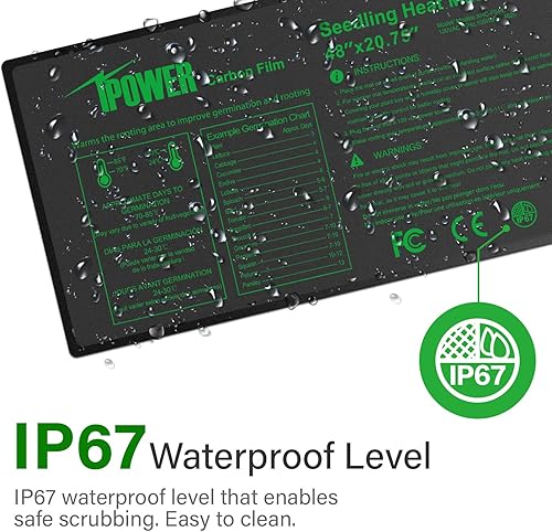 Miniatura 5 de iPower GLHTMTPROLX2 - Tapete térmico para plántulas de 48 x 20.75 pulgadas, paquete de 2 láminas de carbono mejoradas, duradero, impermeable,