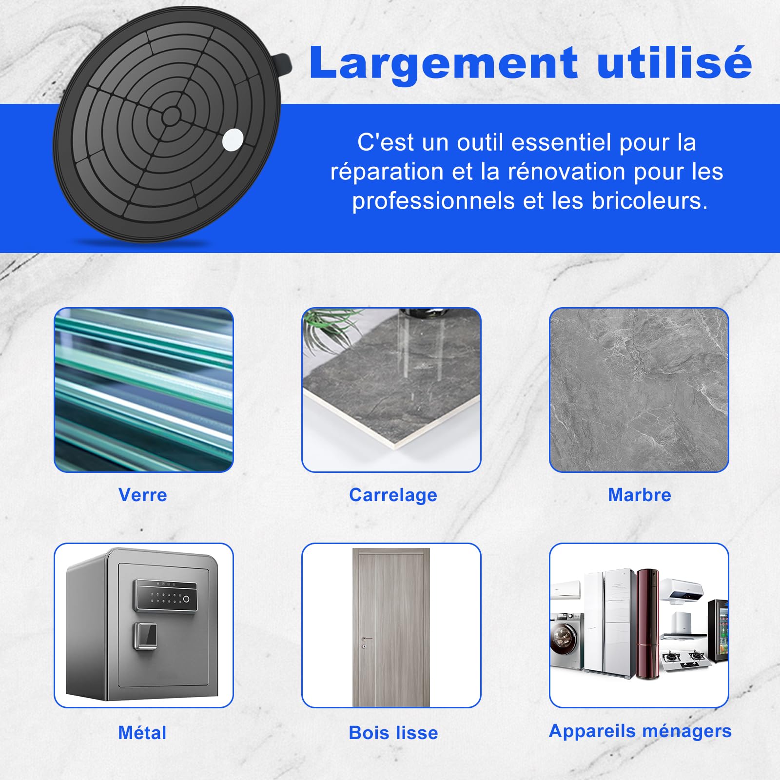 2 x Ventouse Carrelage avec Manomètre,Ventouse Vitre avec Boîte à Outils Portable,Charge Maximale 220KG,Ventouse pare Brise,Ventouses Fenetre Pour Soulever de Vitre,Carrelage