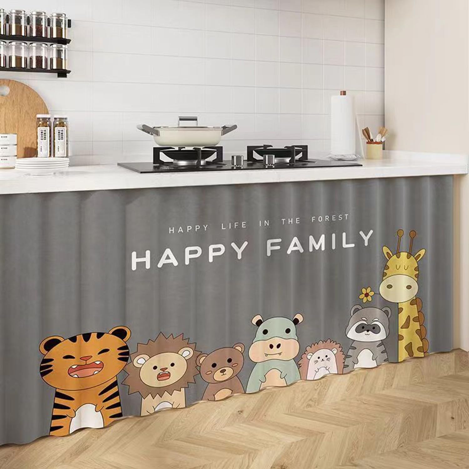 FUELIX Curtains under the Sink, Furniture Blackout Curtain, Curtain Privacy for Storage Cabinets, Closet Door Curtain for Shoe Bookcase, Shelf, Living Room, Window, Kitchen A12,W140*H70cm