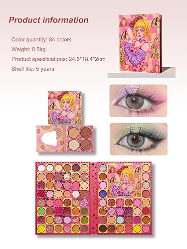Miniatura 5 de KEVIN & COCO - Paleta de sombras de ojos de 84 colores con temática de lunares, artículo imprescindible para niñas, adecuado para varias ocasiones,