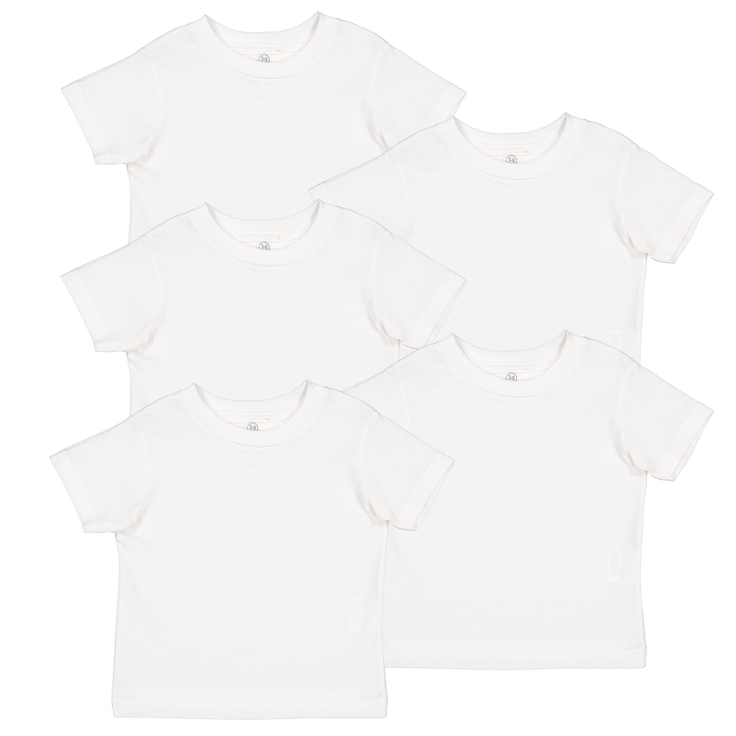 RABBIT SKINS Fine Jersey Toddler T-Shirt Boy & Girl| Kids Tee| Blank Child Tshirt, White, 2