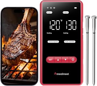 Meatmeet X Pro Wireless Meat Thermometer: Dual WiFi/Bluetooth, 2 Probes, 6 Sensors, IP69 Waterproof for Grills, Smokers, BBQs