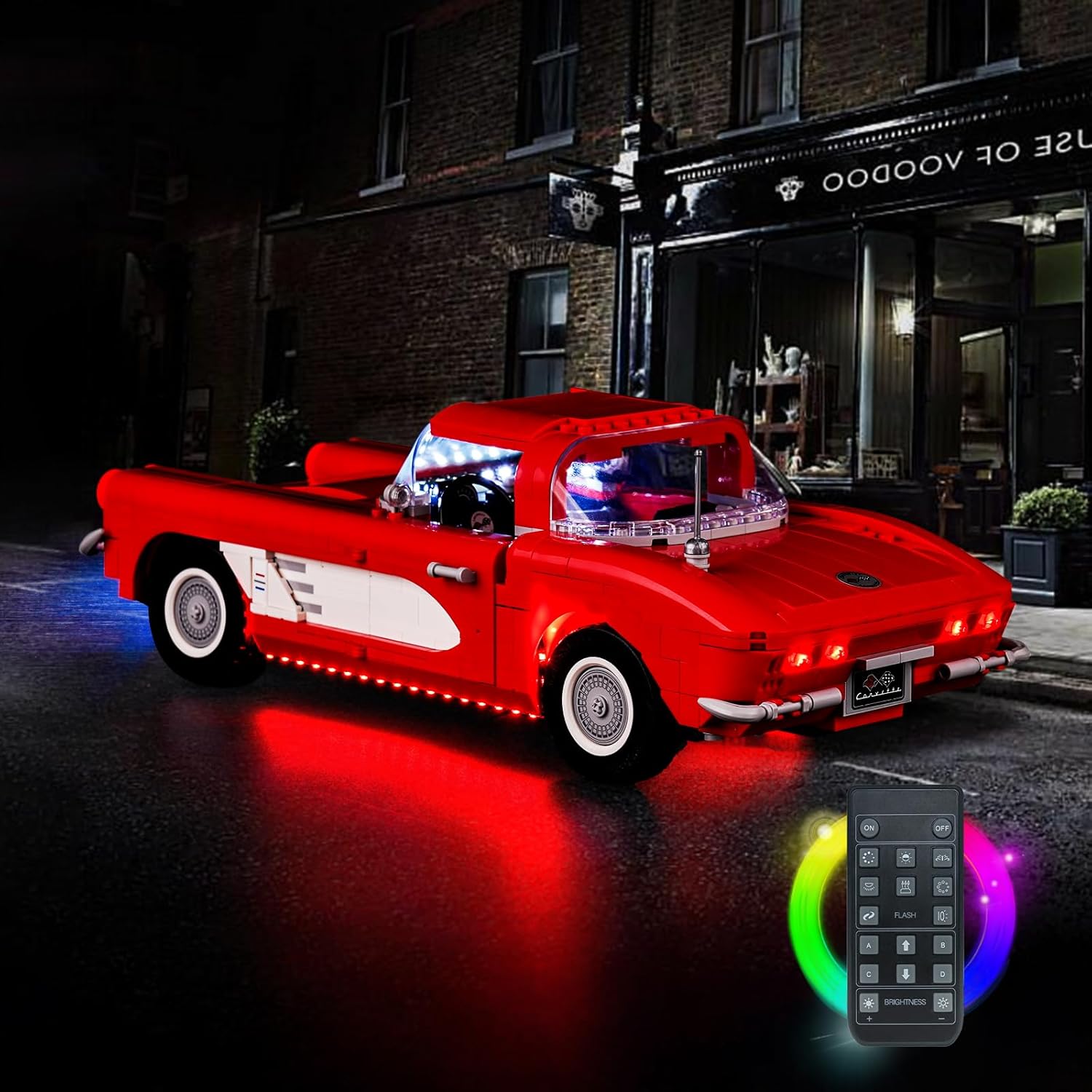 BrickBling LED Light Kit Compatible with Lego 10321 Chevrolet Corvette, Remote Control Version Lighting Compatible with Lego Corvette- No Model Included