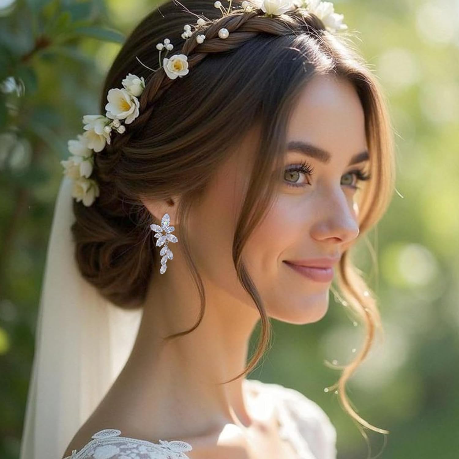 Pearl Drop Earrings for women, Dainty Bride Earrings for Wedding, Lightweight Hypoallergenic Pearl and Diamond Earring Fashion Jewelry Gift - Image 3