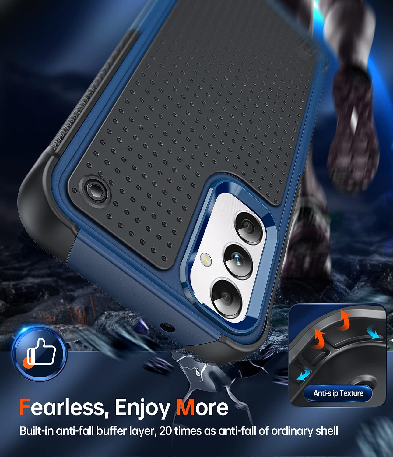 LeYi for Samsung A14 5G Phone Case Cover, Case for Galaxy A14 with 2 Screen Protectors, Dual Layer Protective Hard PC Back & Soft Bumper Resilient Shock Absorb Case for Samsung Galaxy A14 5G, Blue