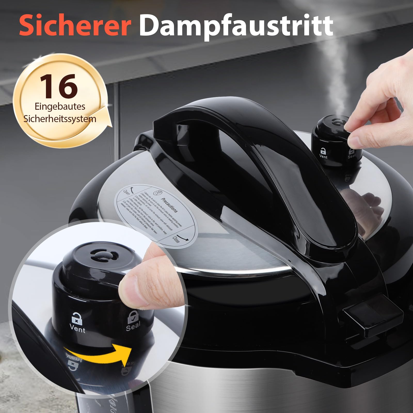Aigostar Schnellkochtopf 6l, 18-in-1 Multikocher, Antihaft, leichte Reinigung, 1000 W Pressure Cooker, Rice Cooker, Slow Cooker, Dampfgarer, Joghurtbereiter, Speisewärmer inkl. farbigem Rezeptbuch