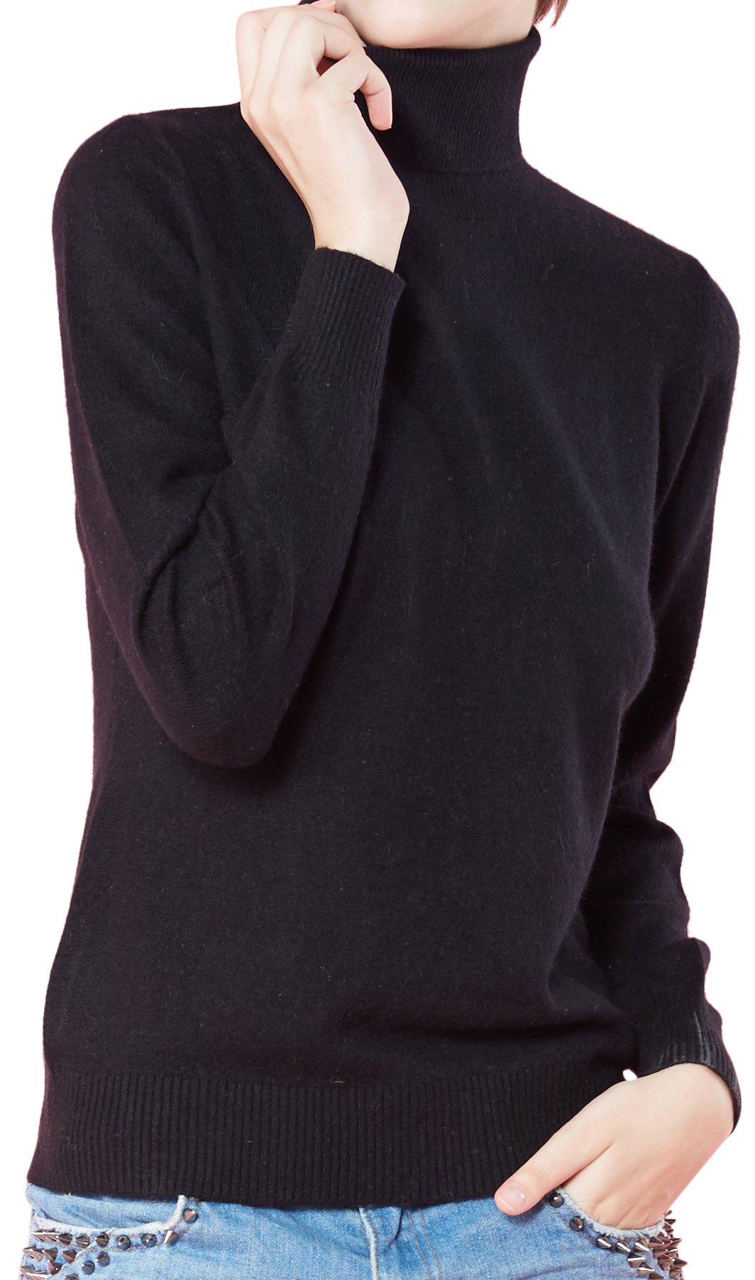 Longming Womens Cashmere Slim Fit Turtleneck Long Sleeve Winter