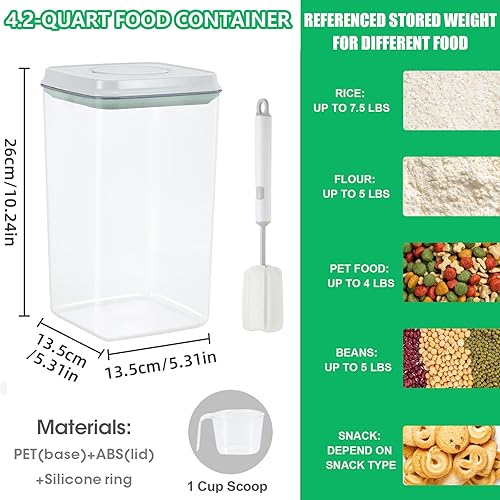 Miniatura 10 de TBMAXS Contenedor de almacenamiento de arroz, 5.8 cuartos de galón, contenedor de plástico transparente de 11 libras con tapa desplegable para
