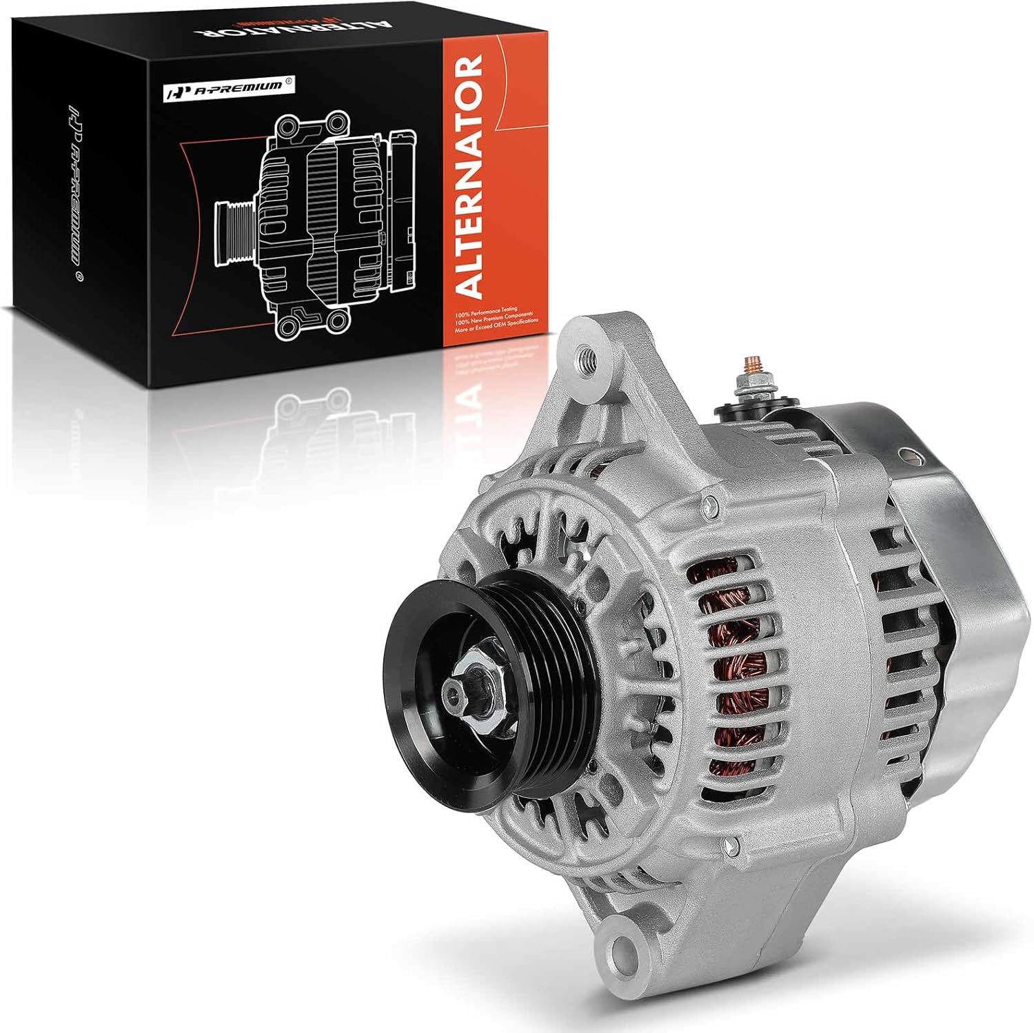 A-Premium Alternator Compatible with Toyota Tacoma 2000-2004, 4Runner 2000, 2.4L 2.7L, 12V 80A 5-Groove Pulley Clockwise, Replace# 101211-9630, 27060-75160
