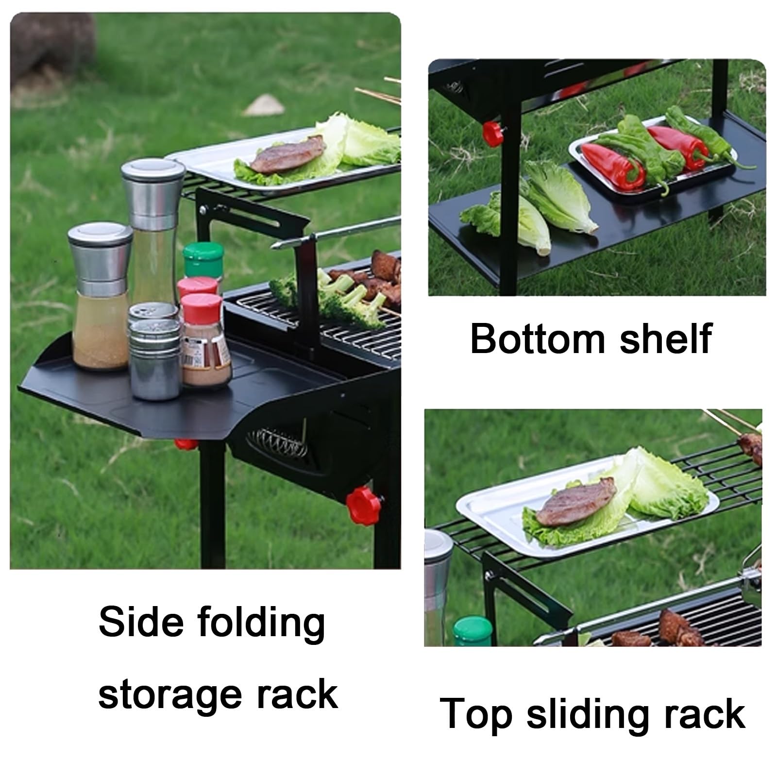 Barbacoa Carbon Portatil Camping Altura Ajustable con Paneles Laterales y Panel Inferior para Jardines Terrazas Balcones con Bolsa de Transporte