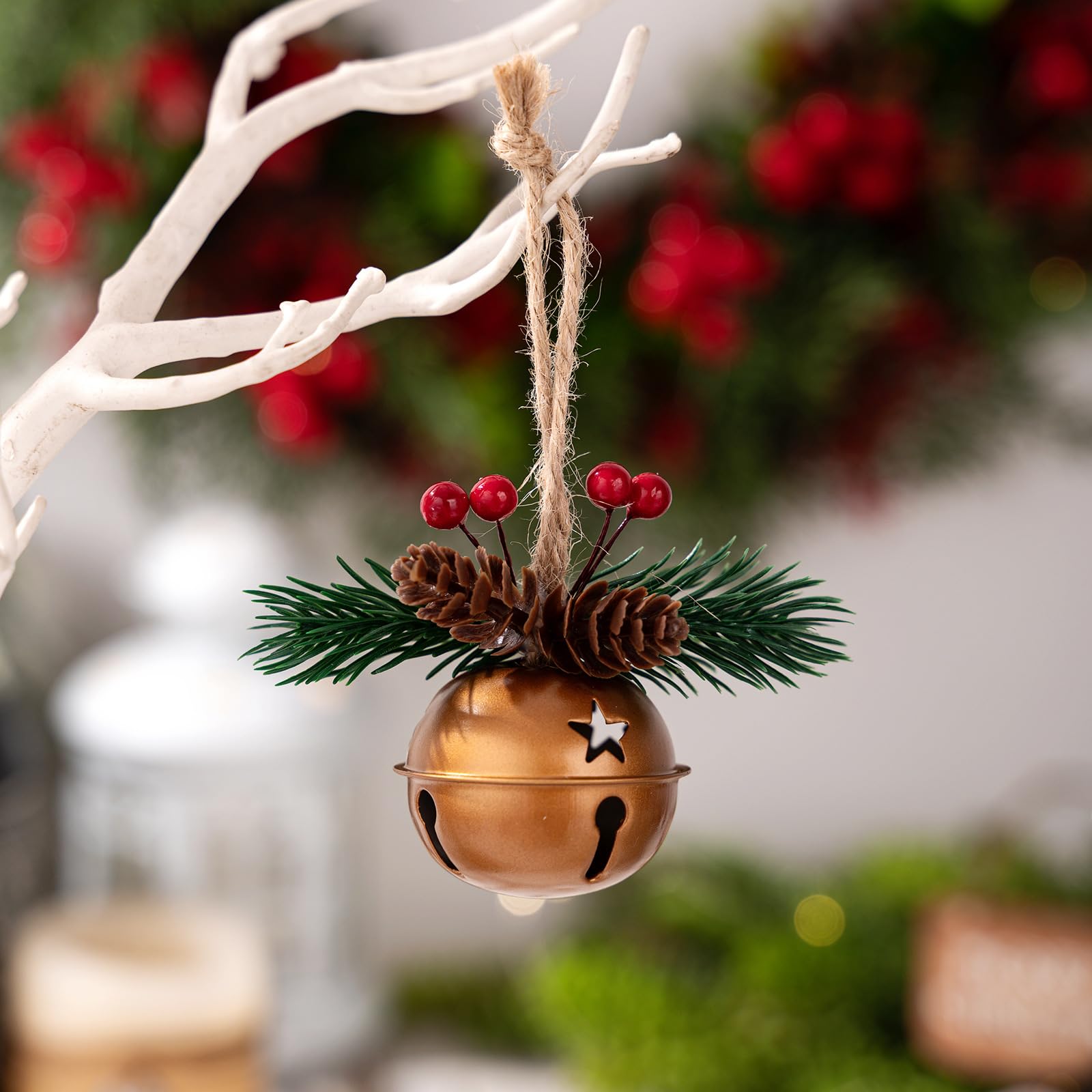 4 decorazioni natalizie da appendere alla porta, per albero di Natale per interni ed esterni, decorazioni per albero di Natale, campane