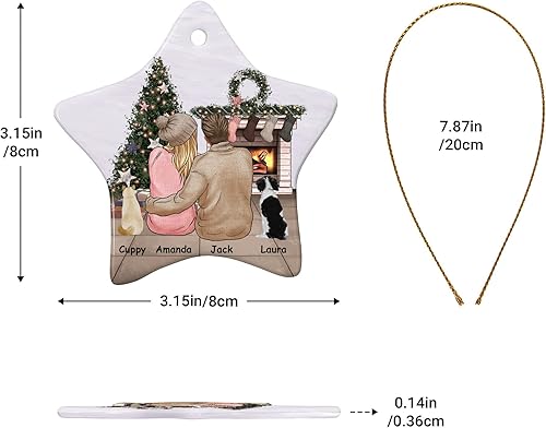 Miniatura 18 de Bonitos adornos personalizados para parejas con retrato, adorno personalizado para árbol de Navidad con nombre de mascota, perro, gato, raza, regalo