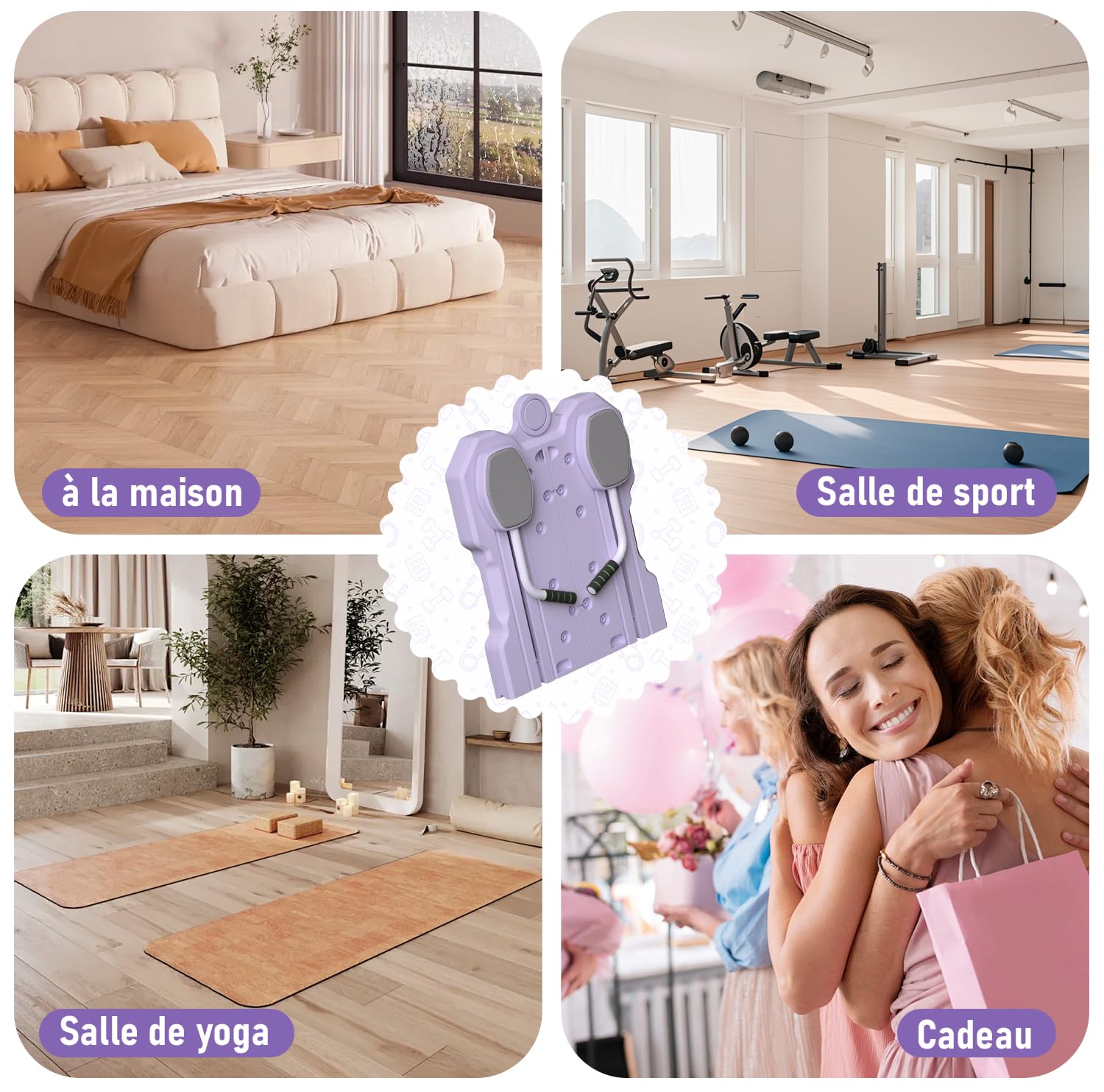 Pilates Reformer,6 en 1 Kit Pilates Board Maison,Planche Pilate Accessoires avec Roue Abdominale ,Sport Maison