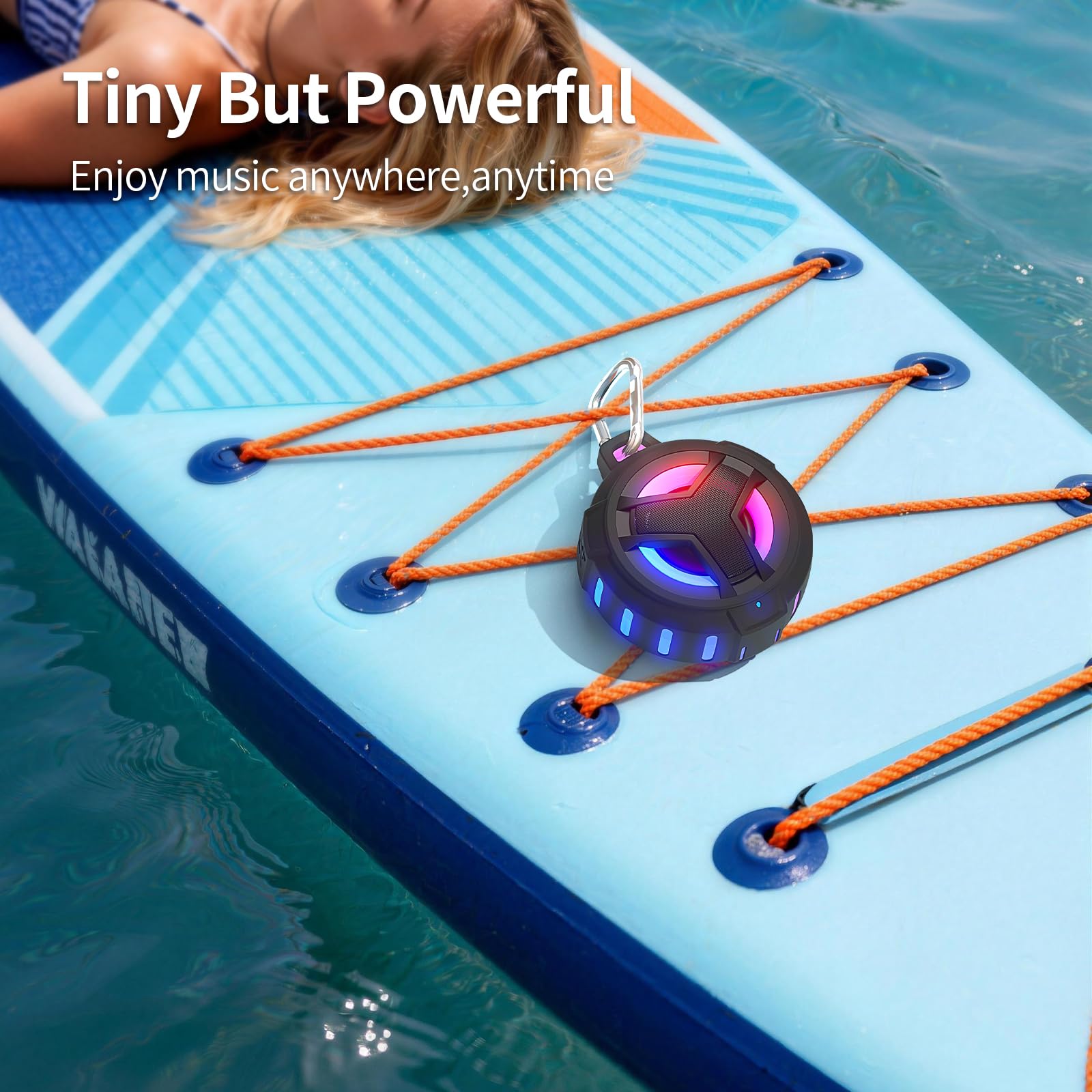 Keepxyz Bluetooth Shower Speaker, impermeabile portatile Bluetooth Speakers, TWS IP67 impermeabile esterno altoparlante wireless con luce LED, floating, 2000 mAh, vivavoce per lo spettacolo, piscina