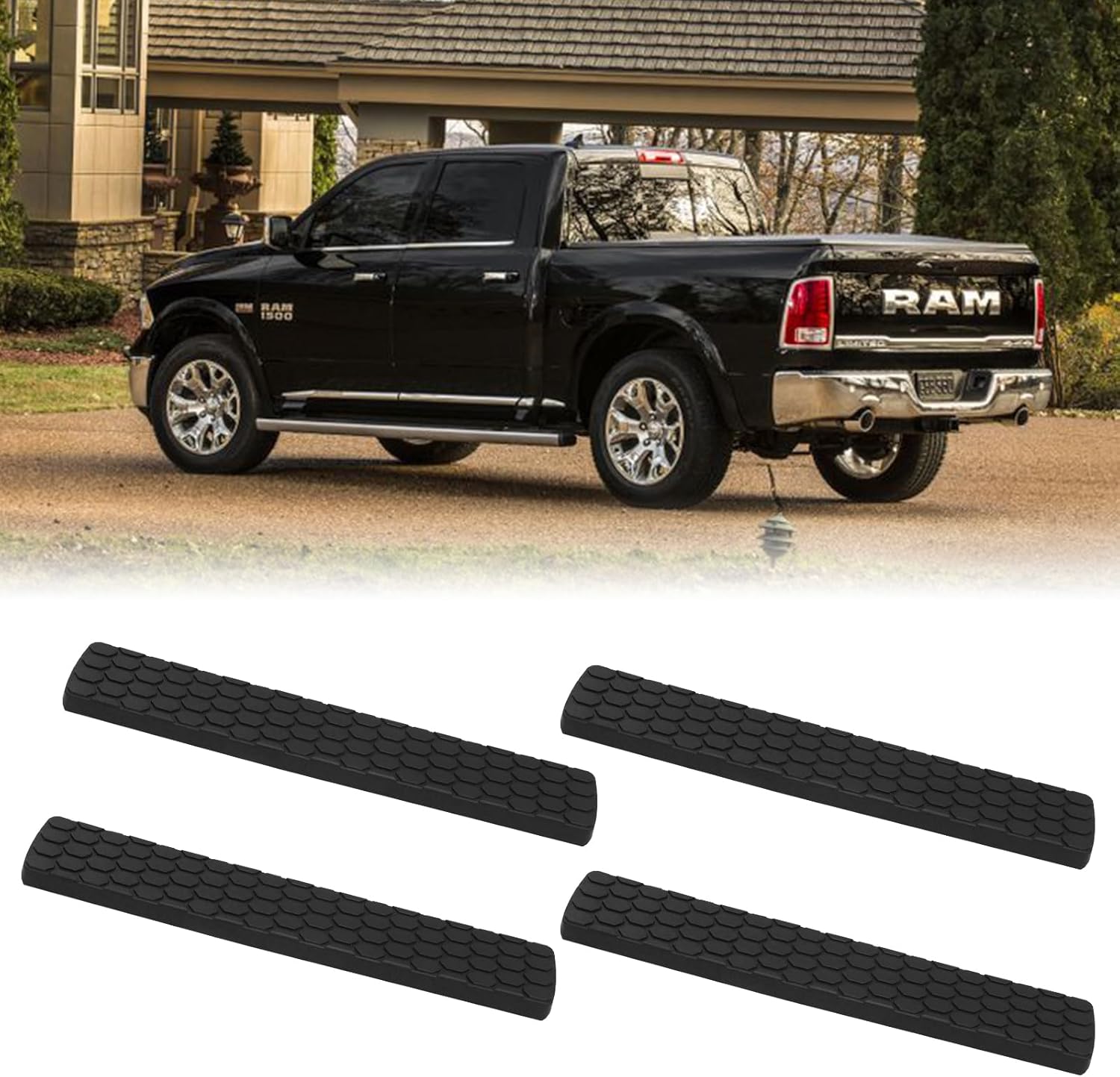 Running Boards Step Pad Replacement for 2009-2018 Dodge Ram 1500 Crew Cab, Side Step Nerf Bar Pads Replacement Compatible with Dodge Ram 1500 2500 3500 4500 5500(OEM Oval Nerf Bars Only)