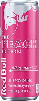 Peach Edition Energy Drink, White Peach, 8.4 fl.oz. can, with 80mg Caffeine, Taurine & B Vitamins