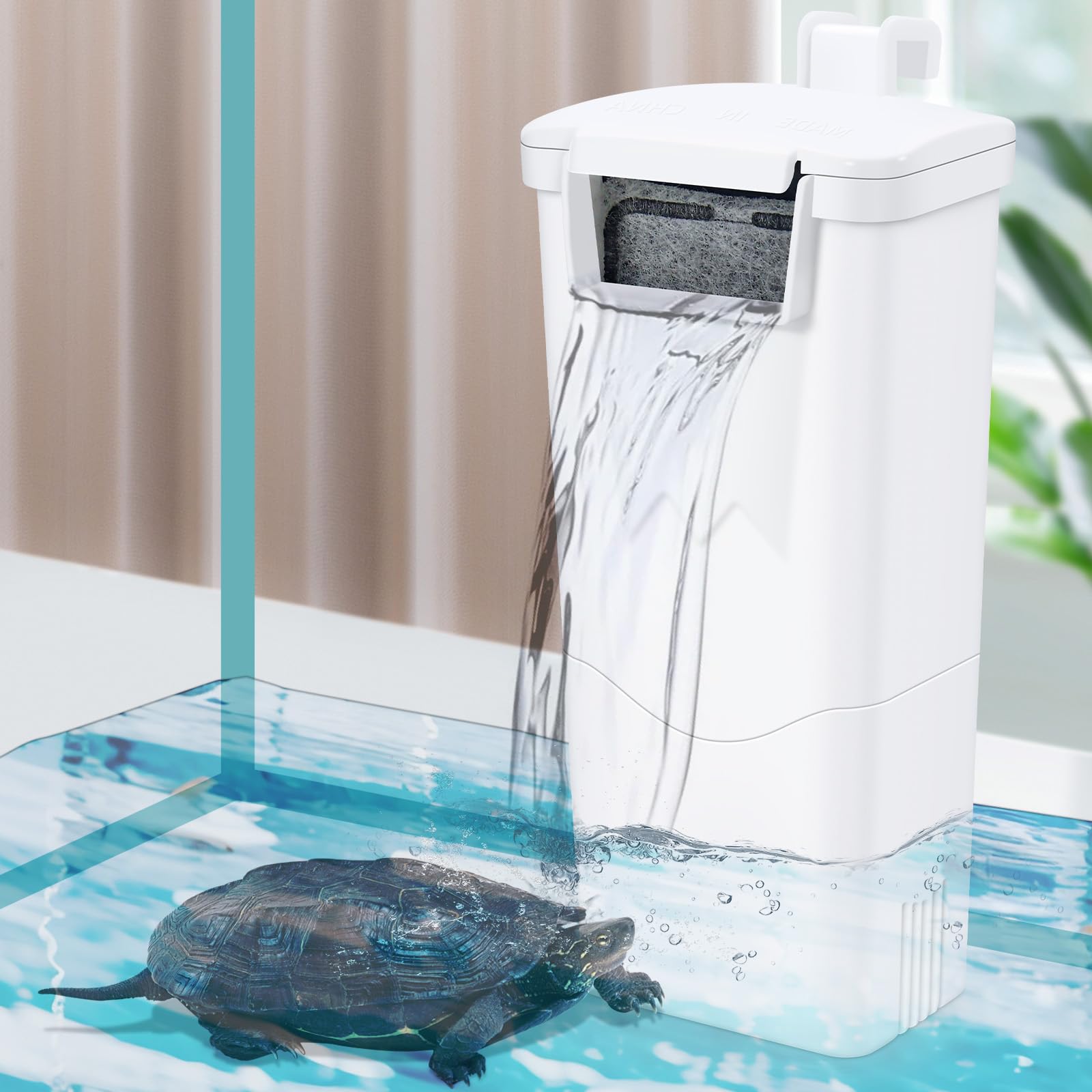 RunDuck Replaceable Turtle Tank Filter with Waterfall Flow – Easy Installation, Low Water Level Start, Suitable for Small Fish Tanks, Aquariums, and Turtle Tank Accessories