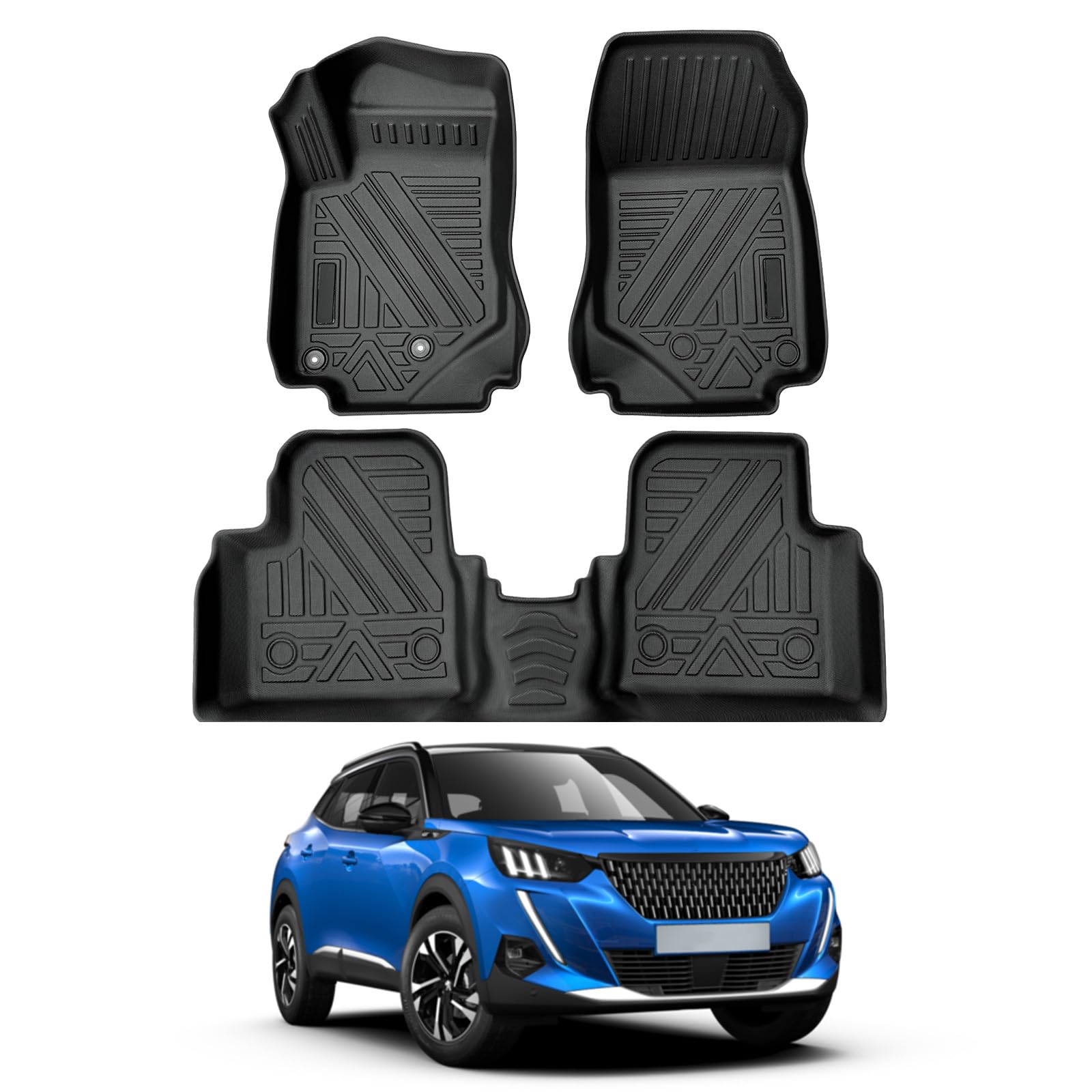 Tapis de sol anti-usure Peugeot 2008 résistant à la boue et l'eau