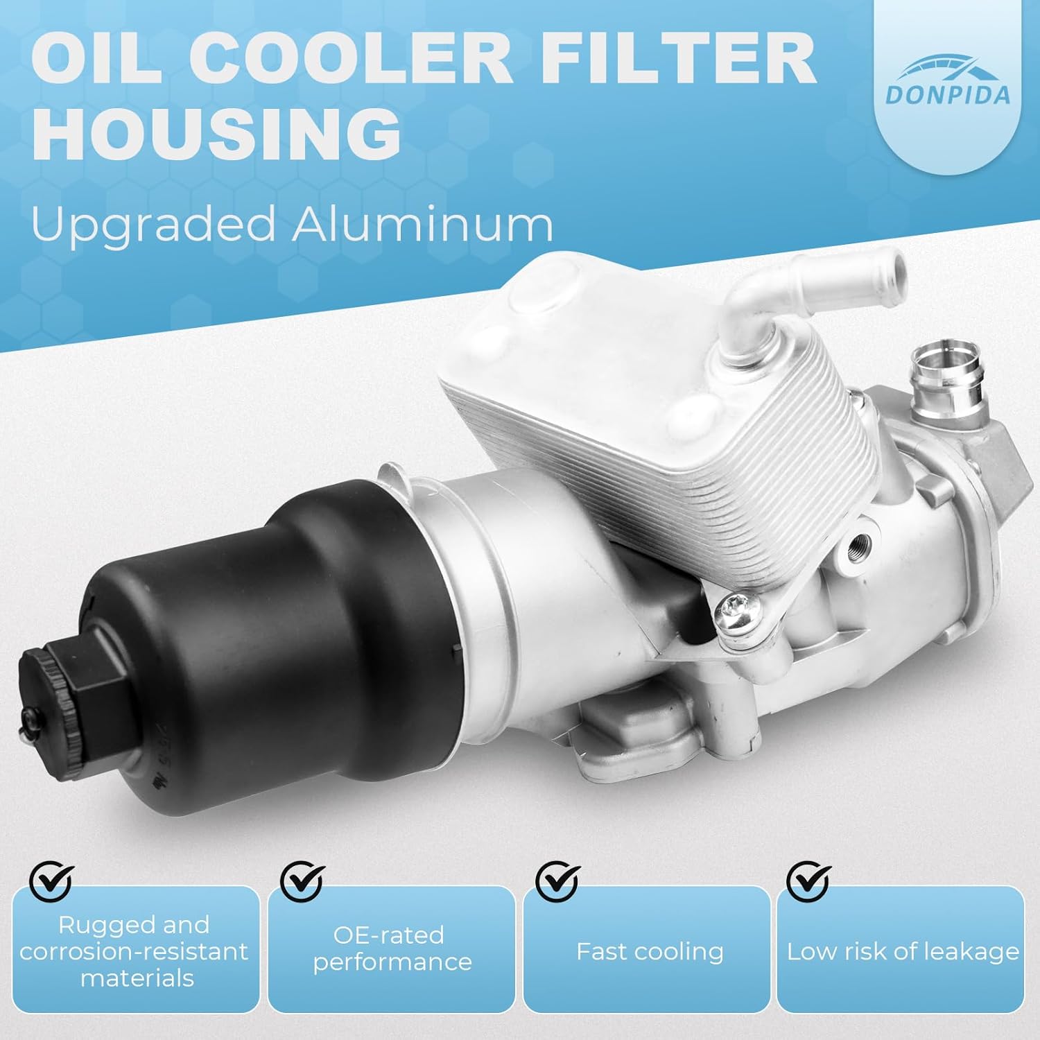 Oil Cooler Filter Housing with Oil Cooler Compatible with VW Jetta GTI Golf R Passat Compatible with Audi A3 A4 TT TTS 2.0T Replacement for #06F115397K