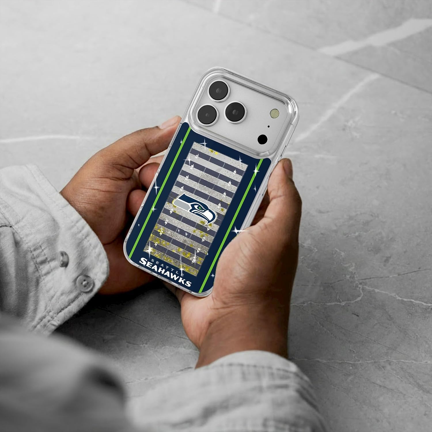 Keyscaper Seattle Seahawks Field Design Glitter Case for iPhone