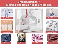 Vista 4 de Buart Sewing Machine,Mini Sewing Machine for Beginners,Sewing Machines with Reverse Sewing and 12 Built-in Stitches,with Foot Pedal & 42PC Sewing