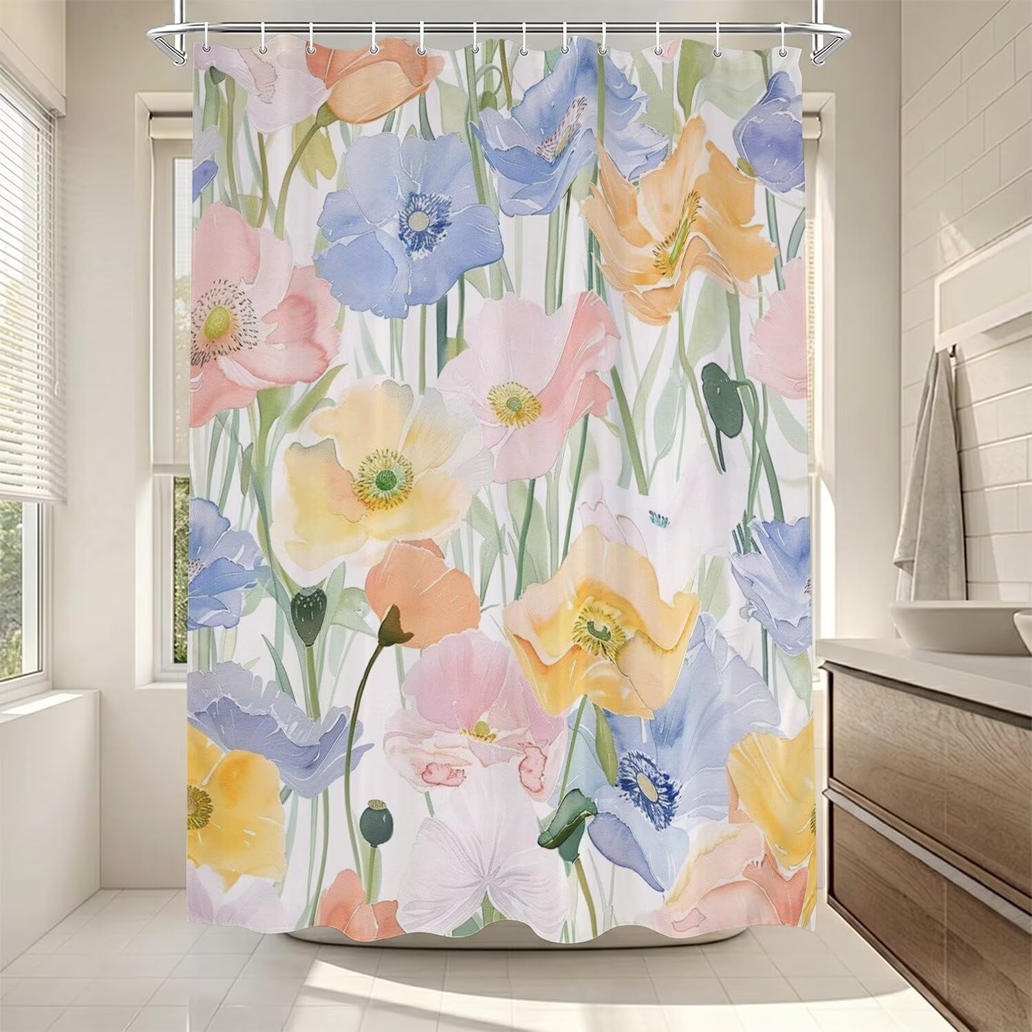 Rideau de douche 180x200 anti-moisissure lavable en polyester