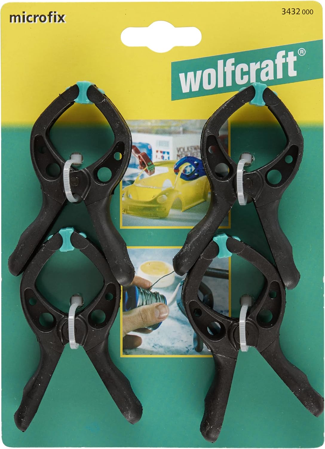 wolfcraft microfix Spring Clamp Set, 4 pcs. I 3432000 I for Universal use, Especially Suitable for Model Makers