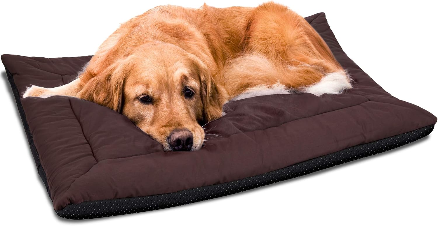 Paws & Pals 37" x 25" Inches Self Warming Pet Bed Cushion Pad Dog Cat Cage Kennel Crate Soft Cozy Mat - Brown