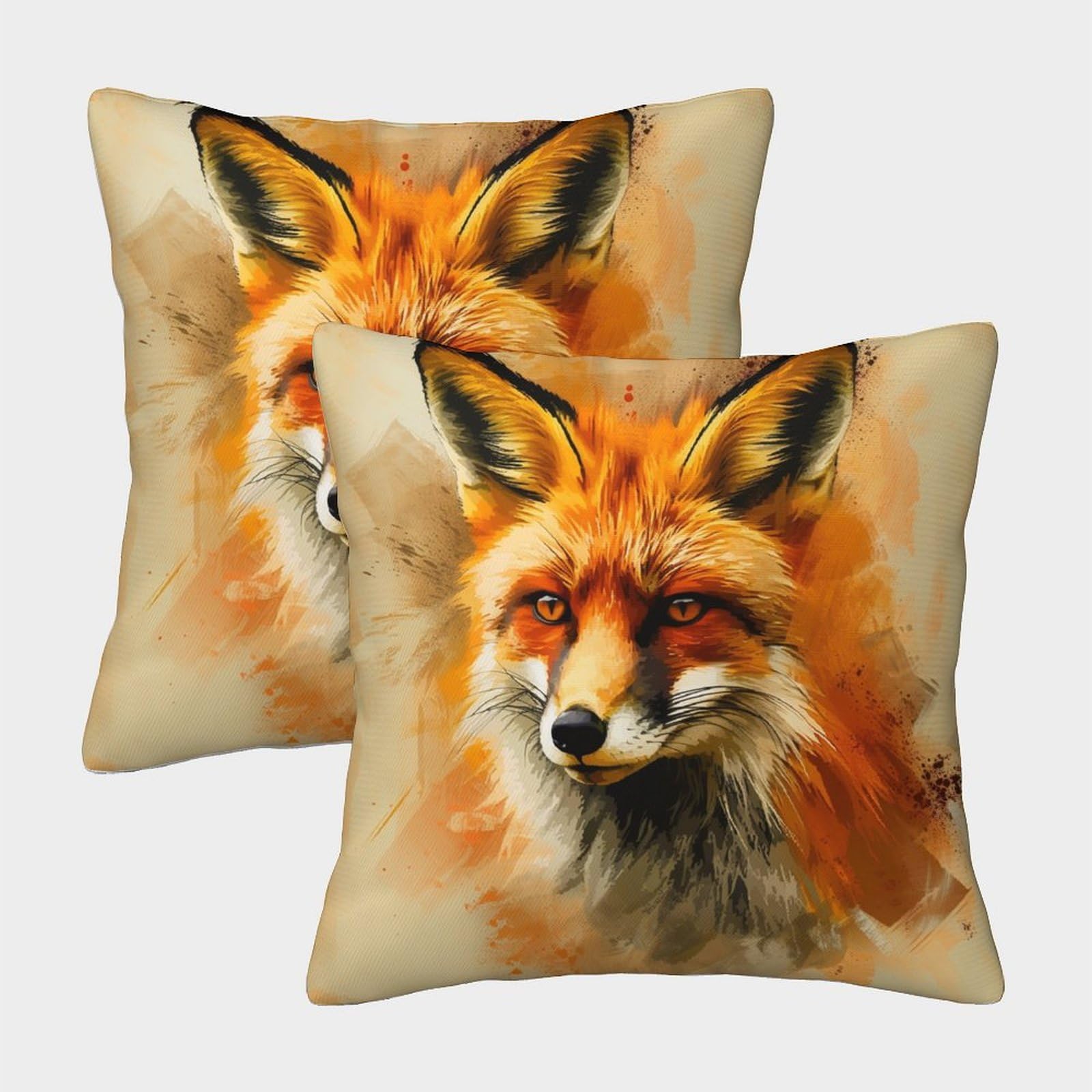 Lehuaima Style-7 3D Printed Jungle Fox Throw Pillow Covers Animal Square Cushion Cover Decorative Super Soft Pack Of 2 For Home Couch Sofa Decorative, Gifts 45X45cm