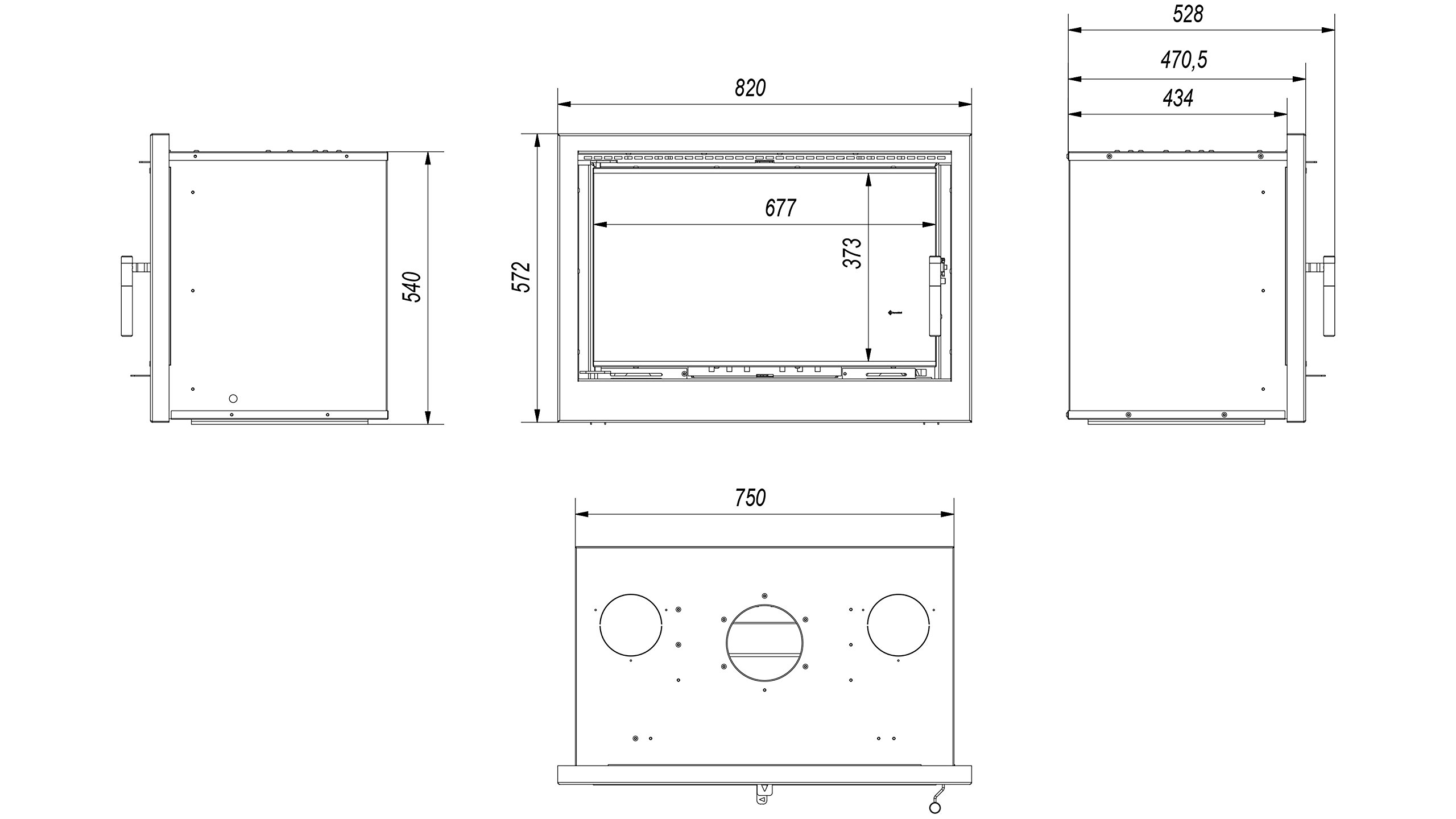 KRATKI Inserto per camino in acciaio a legna KASETA 8 kW Ø160 A+ Resa 75% | Acciaio nero, efficienza 83%, classe A+. Ecodesign, BImSchV 2.; combustione efficiente; basse emissioni; calore uniforme