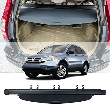 Cargo Cover for Honda CRV 2007-2011, Retractable Rear Trunk Cover Trunk Security Cover Black/Canvas