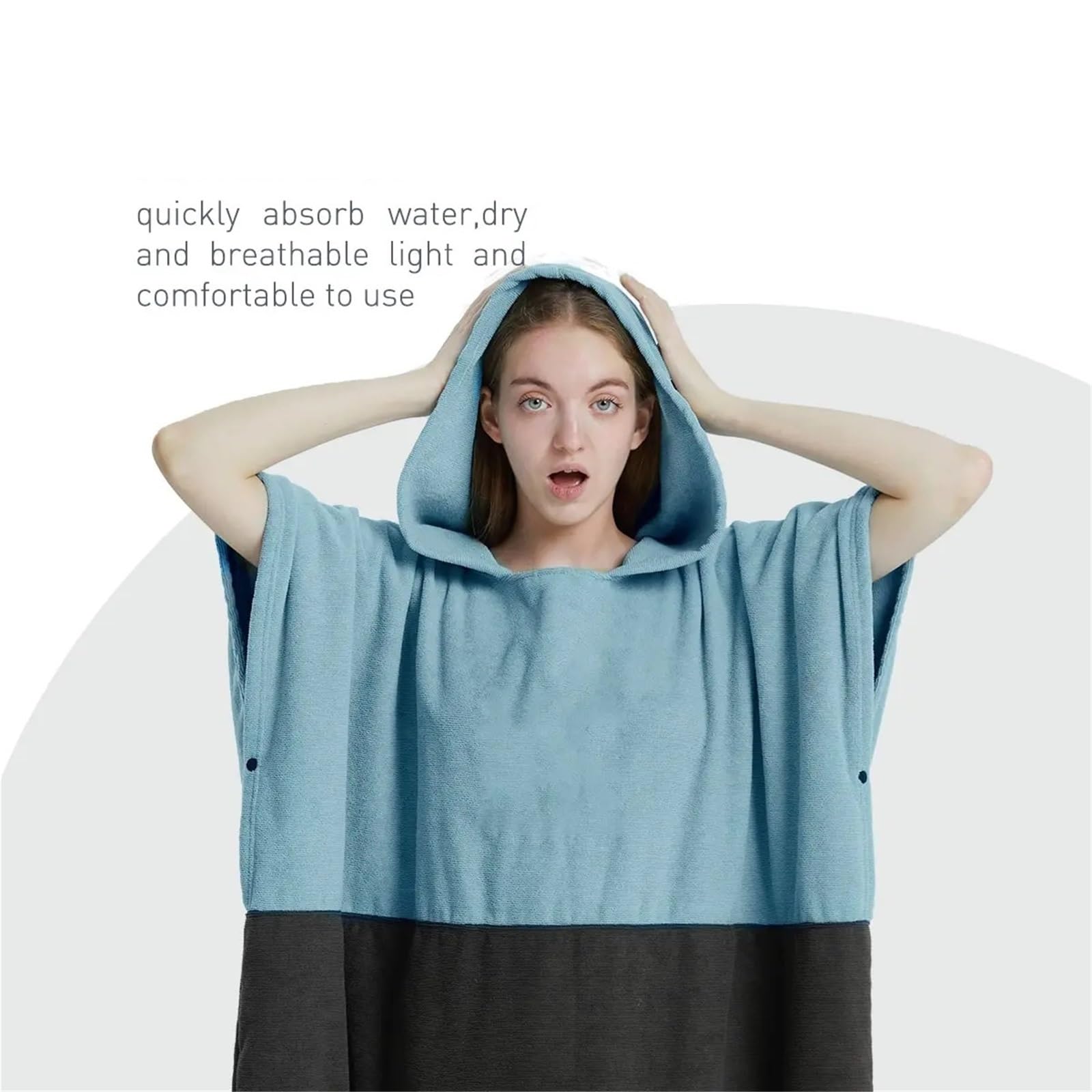 Poncho da surf, asciugamano, poncho ad asciugatura rapida, con cappuccio, accappatoio spiaggia, bagno for adulti Poncho da Spiaggia(Light Blue)