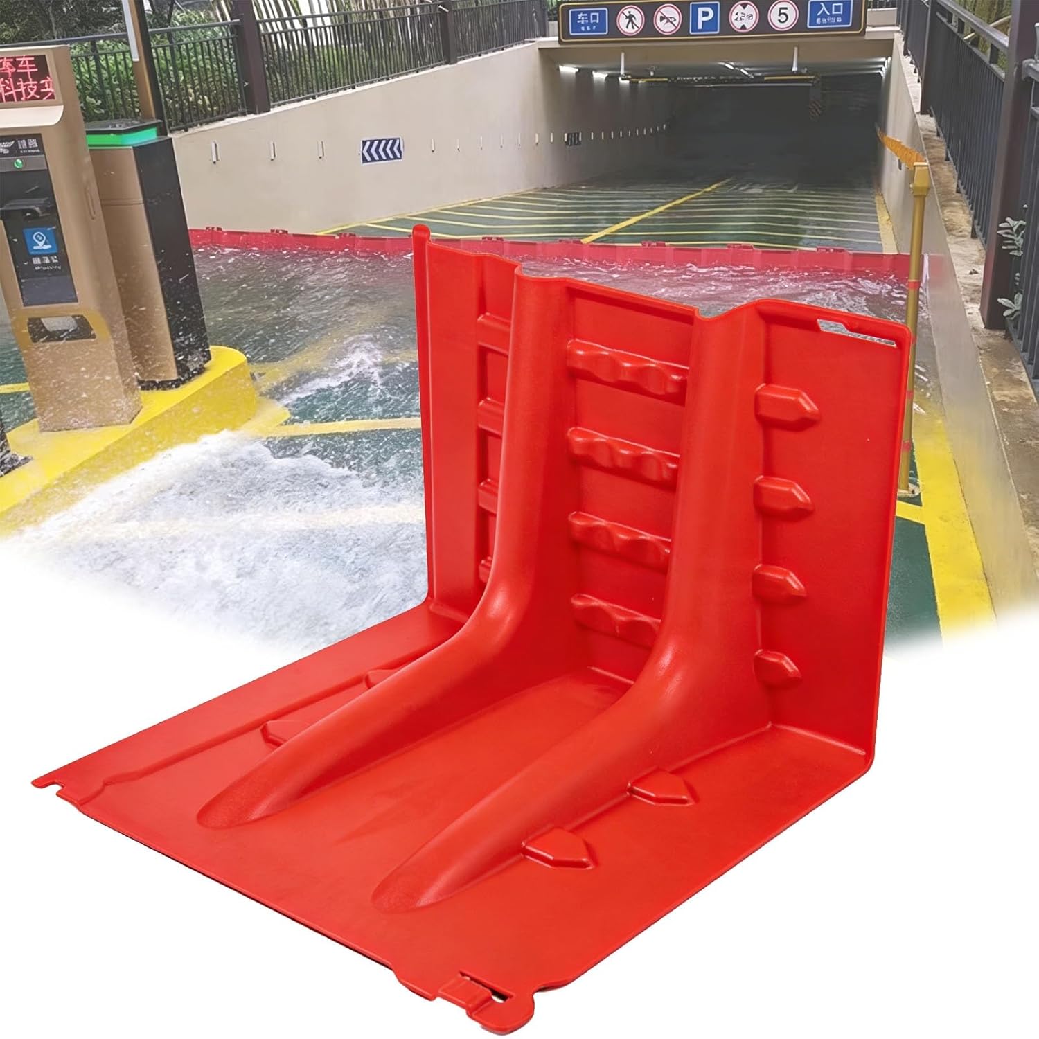 Sandless L-Shaped Flood Barrier - 10-Pack Easy Install Water Diversion System for Garages, Warehouses, Underground Passages & Home Door Flood Protection,6