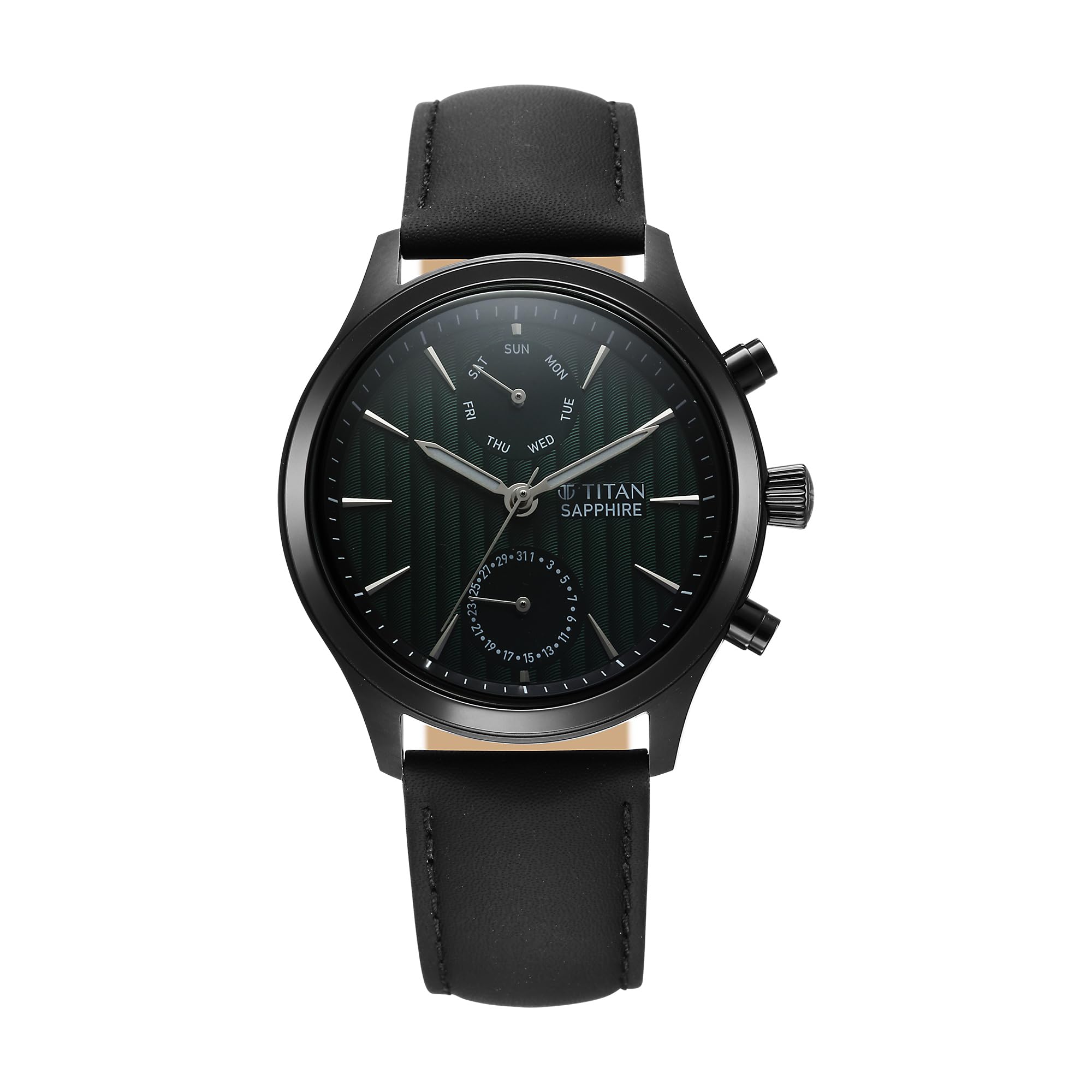 Titan Sapphire Multifunction Quartz Analog with Day and Date Green Dial Leather Strap Watch for Men-1874NL01 (B0CX2274J1) Amazon Price History, Amazon Price Tracker