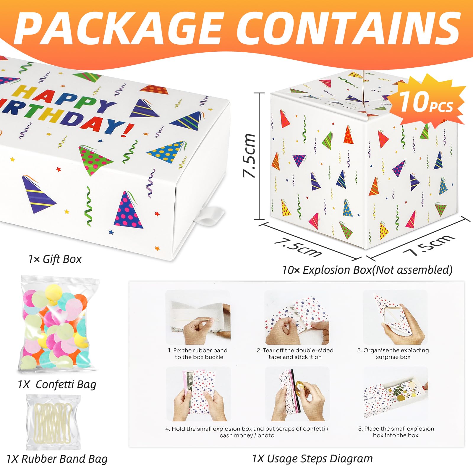 Giftota Happy Birthday Surprise Gift Box Explosion for Money, Money Gift Box Explosion with Confetti, Pop Out Money Gift Box, Money Box for Cash Gift, Cash Explosion Gift Box for Women Men Kids