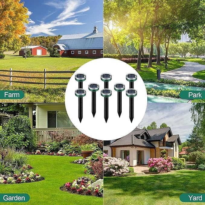 Image of Mole Repellent Solar Powered - Ultrasonic Mole Repeller,Waterproof Solar Powered Groundhog Deterrent for Lawns Yard Garden Farm