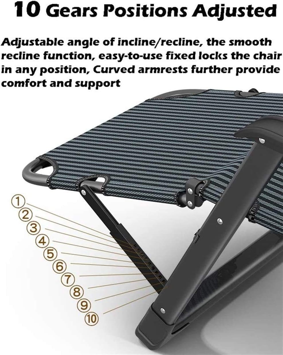 Sun Lounger Garden Chairs Patio Chairs Reclining for Heavy People Outdoor Beach Lawn Camping Portable Chair Foldable Deck Chair with Neck Pillow Support 200kg (Color, Blue Stripes),with Blue Cotton