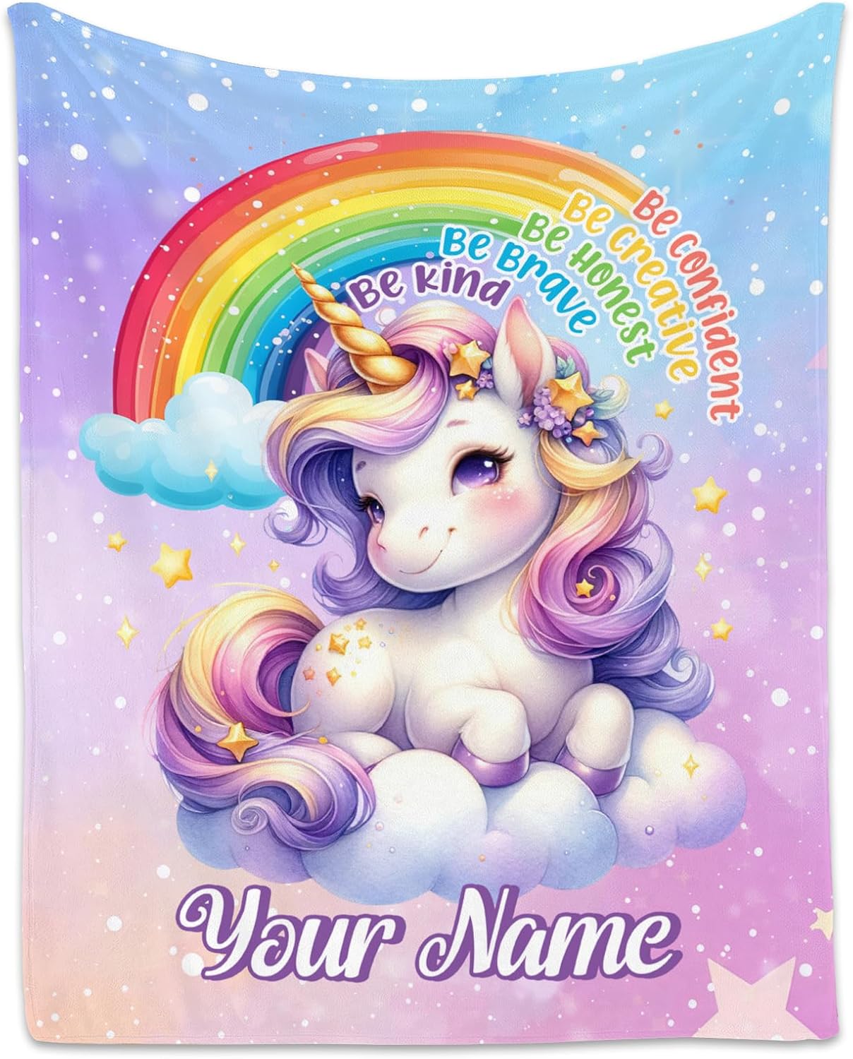 Custom Unicorn Blanket for Girls, Personalized Unicorn Gifts for Girls Women, 60"x80" Kids Throw Blankets Gift for Couch Bed, Soft Fuzzy Cozy Flannel Throws Room Decor