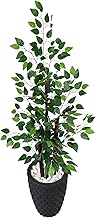 Planta Artificial Figueira Ficus Verde Vaso Polietileno Decoração (3D Preto)