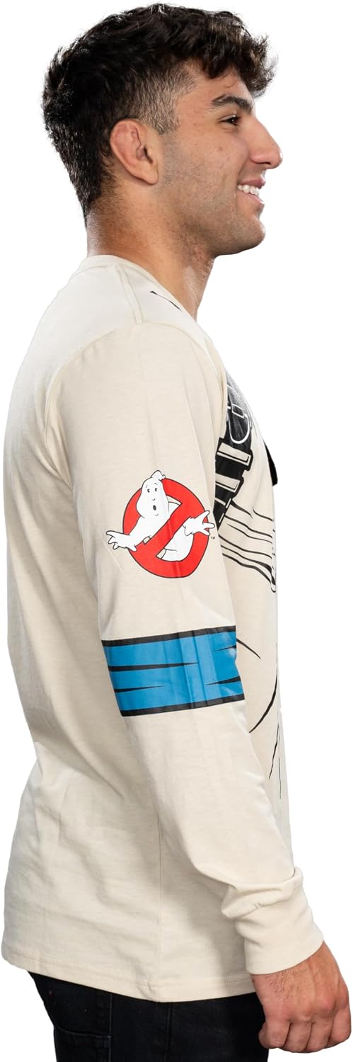 Mad Engine Ghostbusters Costume T-Shirt with Four Interchangeable Name Patches Halloween Cosplay