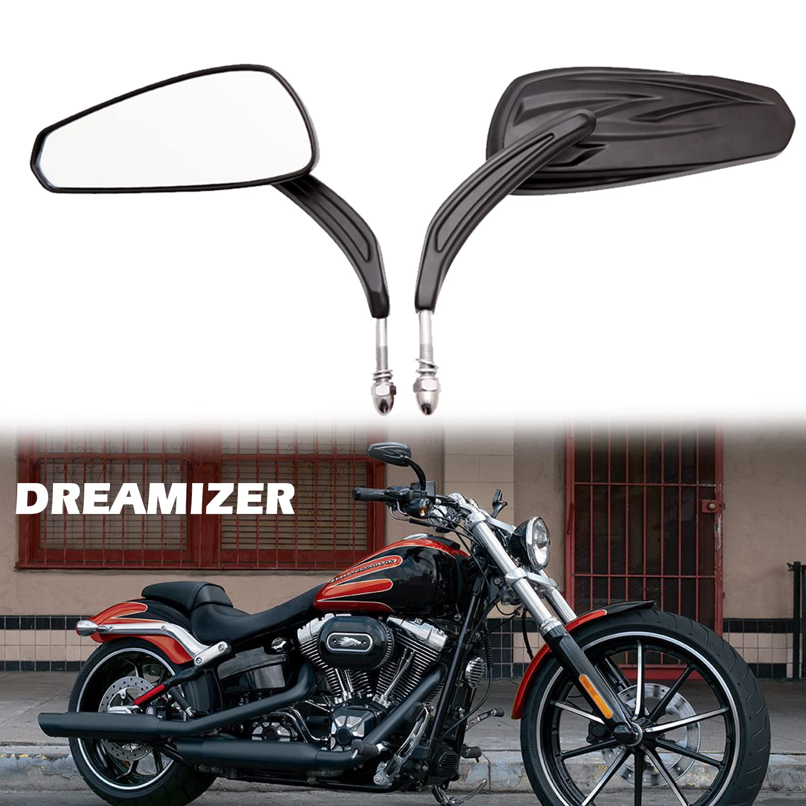 DREAMIZER Rétroviseur de Moto, 8mm Miroir de Moto Remplacement pour Sportster XL883 1200 Dyna Softail Street Glide Electra Glide Road Glide