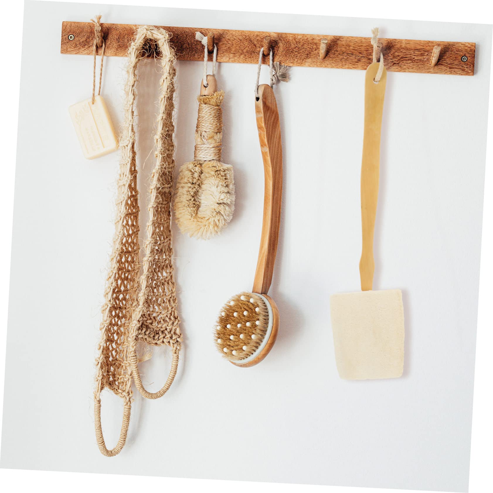 Healvian 3pezzi Spazzola Da Loofah Con Manico Lungo Esfoliante Naturale Per La Pulizia Del Corpo e Massaggio Della Schiena Accessorio Bagno e Loofah Per Pelli Secche e Relax