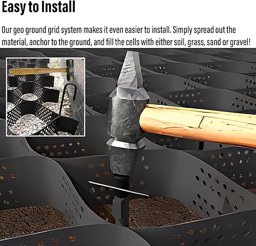 Miniatura 7 de Rejilla geográfica de tierra para control de la erosiónmuro de contención - Entrada al aire libre, estabilizador de granito de grava permeable, 2"