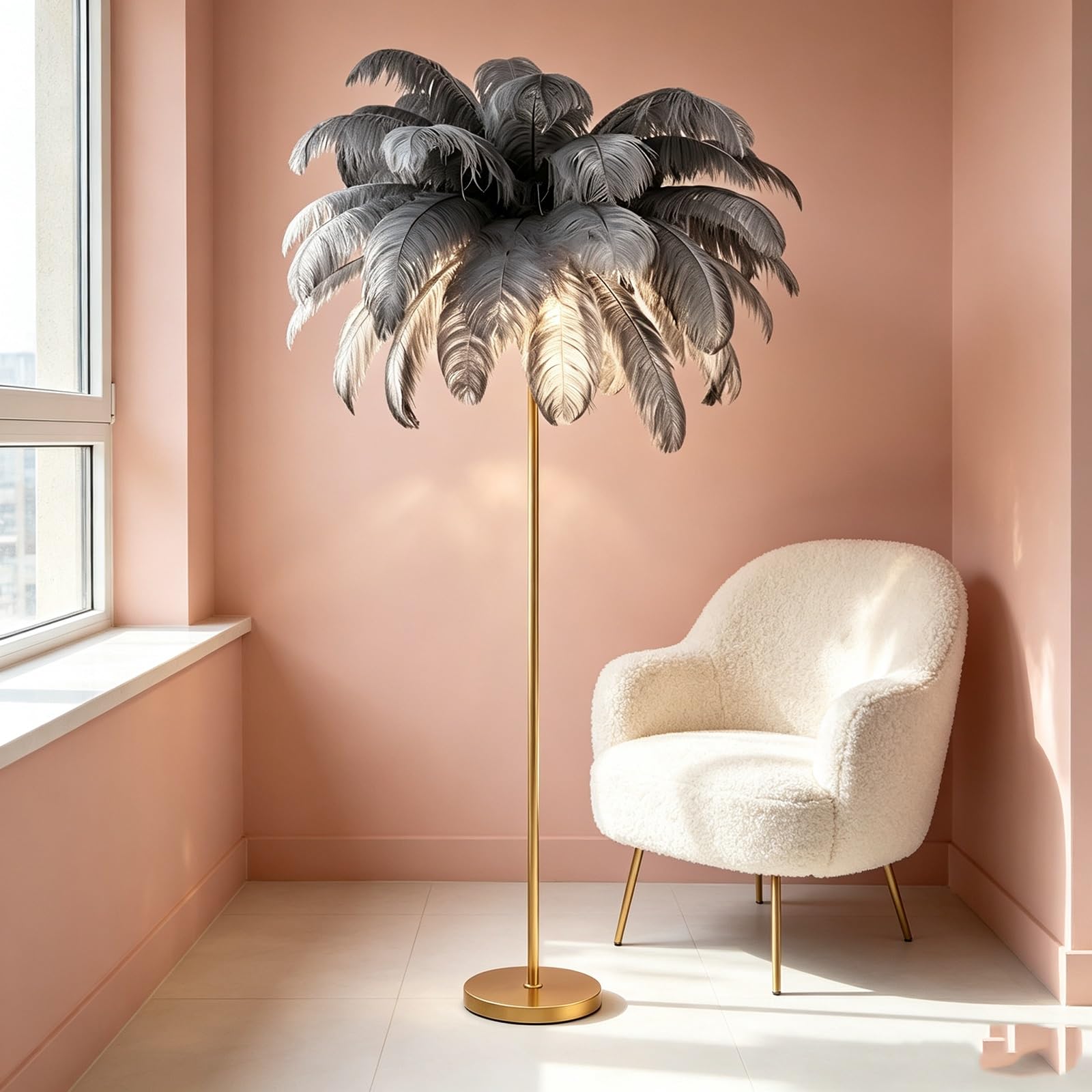 LCNDKF Soft Ambient Feather Floor Lamp