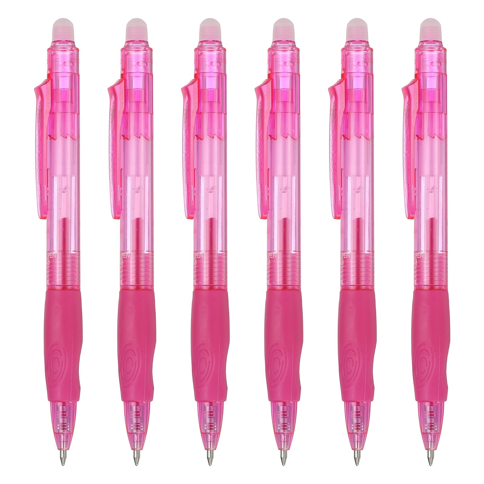 PATIKIL 6Pcs Erasable Gel Pens, 0.5mm Retractable Fine Point Heat Erasable Marking Pen Smooth Writing Fabric Markers for Sewing Drawing Writing Planner, Light Pink Ink