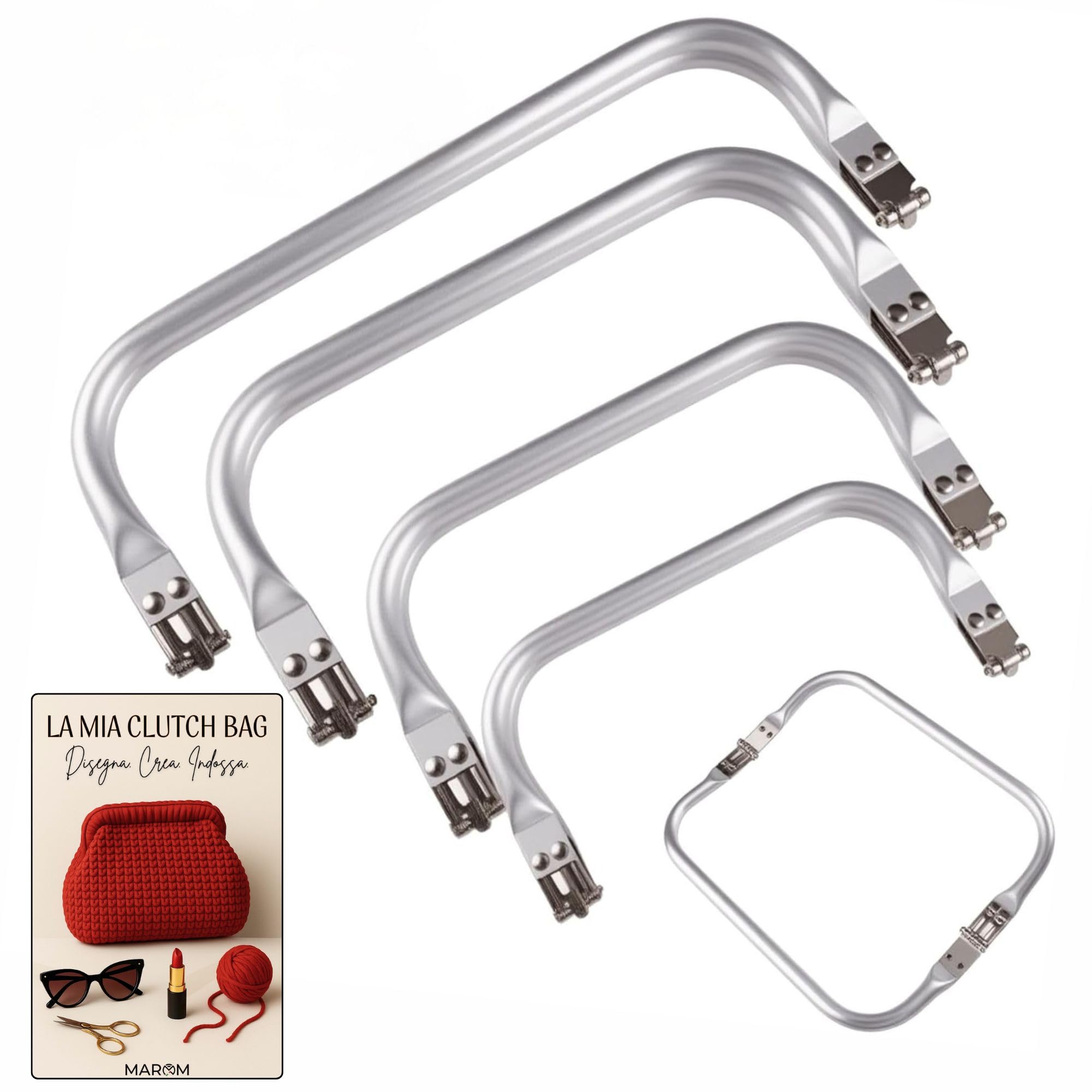 MAROM - Aluminium Spring Crochet Bag Closure, 4 Handles for DIY Crochet Bags 16 cm, 18 cm, 20 cm and 22 cm + Free Ebook on the Creation of Your Clutch Bag-image-23