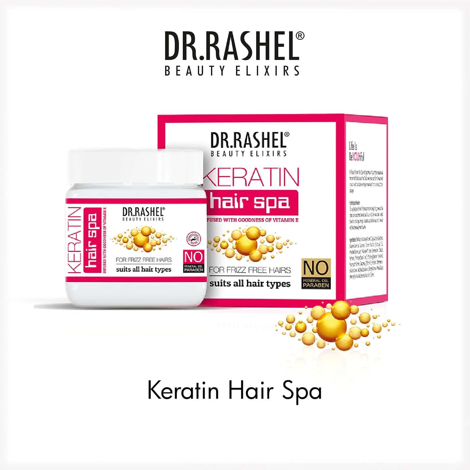 DR.RASHEL Keratin Hair Spa professional for frizz free hairs, creates protective barrier for hair, suits all hair type - 360ml / 12.1 Fl Oz