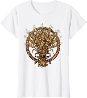 Women's Rustic Wheat Bundle Beer Harvest Illustration T-Shirt